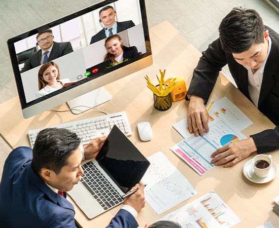 Group of businesspeople meeting virtually